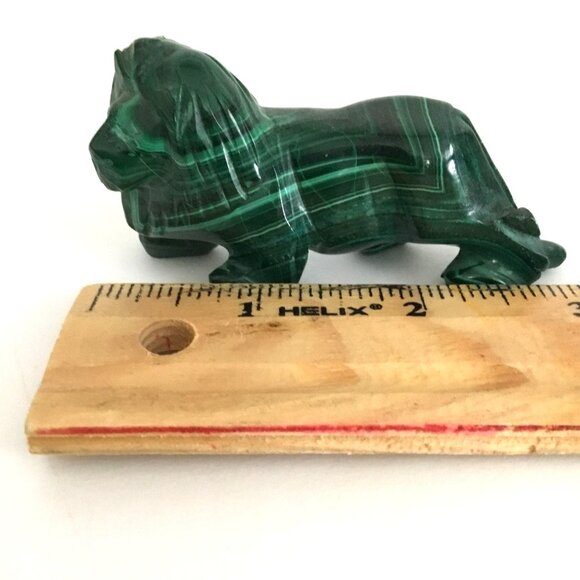 MALACHITE Hand-Carved Lion Figurine Zaire Congo 3" Crystal Healing Protection - Picture 8 of 8